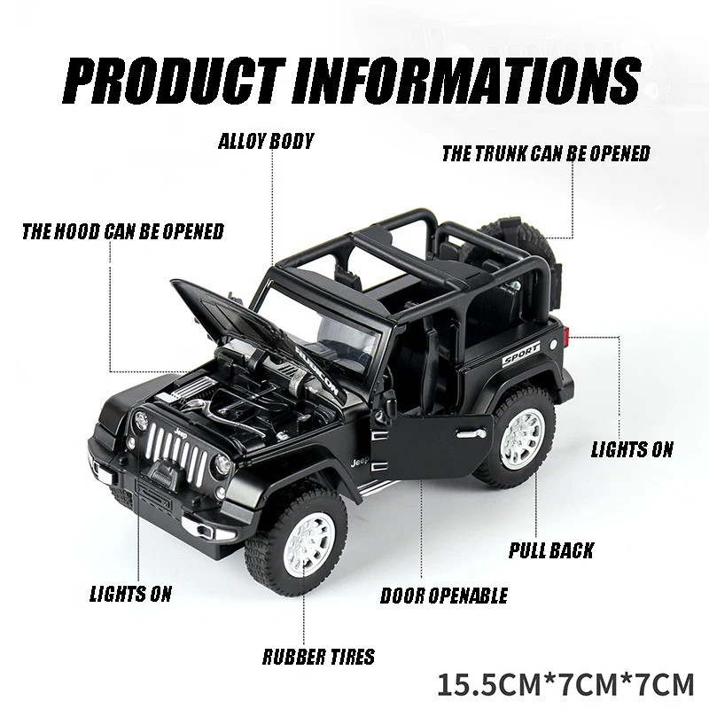 1:32 Jeep Wrangler Rubicon Diecast Model Car 2 1:32 Jeep Wrangler Rubicon Diecast Model Car - Image 2