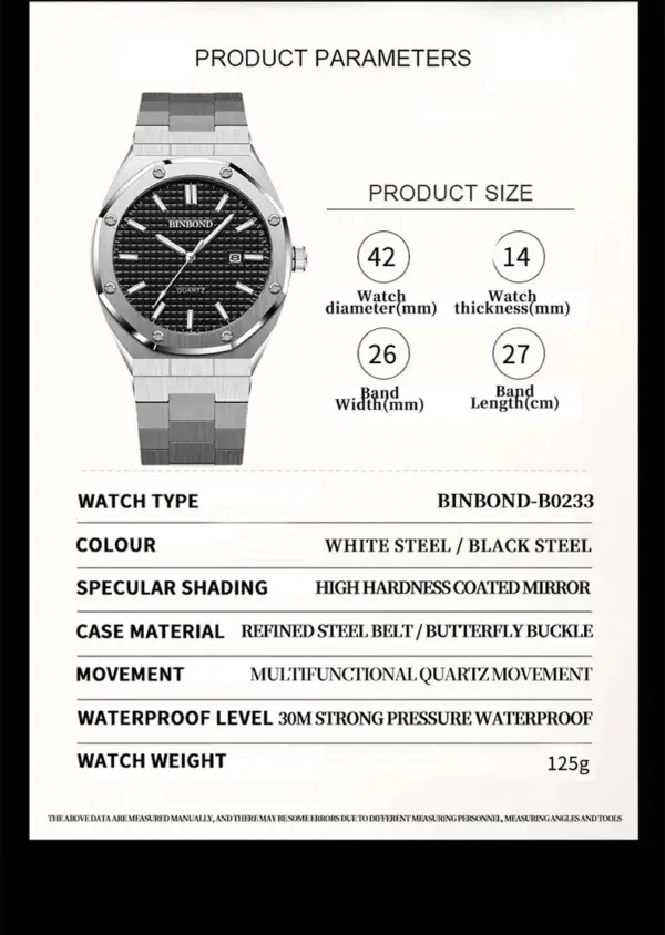 BINBOND B0233 Luxury Quartz Men's Watch - Image 3