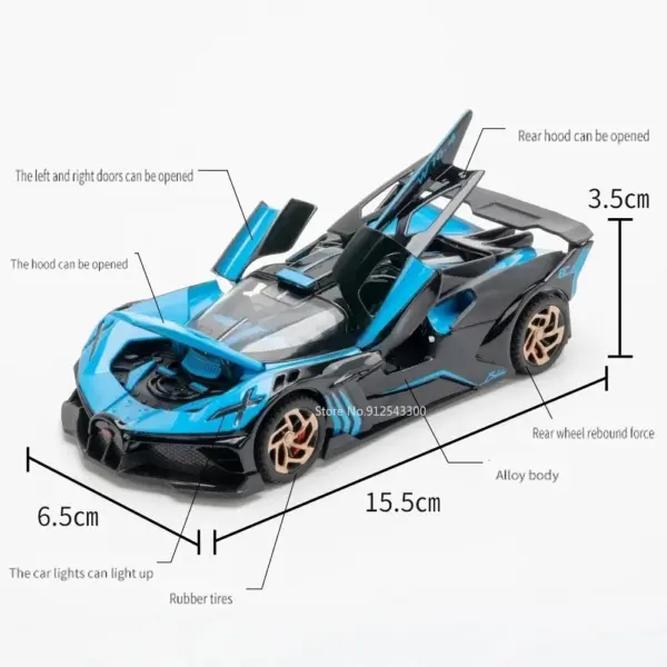 1/32 Bugatti Bolide Diecast Model Car with Sound - Image 4