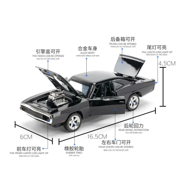 1:32 Dodge Charger Alloy Car Model - Image 4