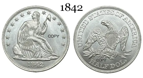 1842 Commemorative Half Coin Antique Replica - Image 7