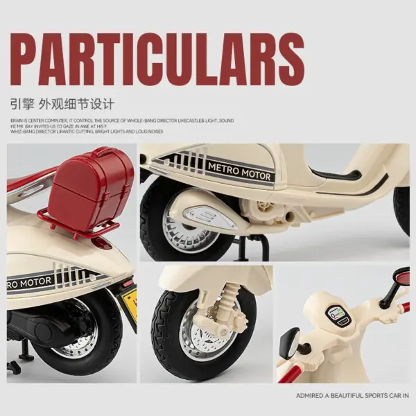 1:12 Scale Diecast Vespa 946 Motorcycle Model - Image 4