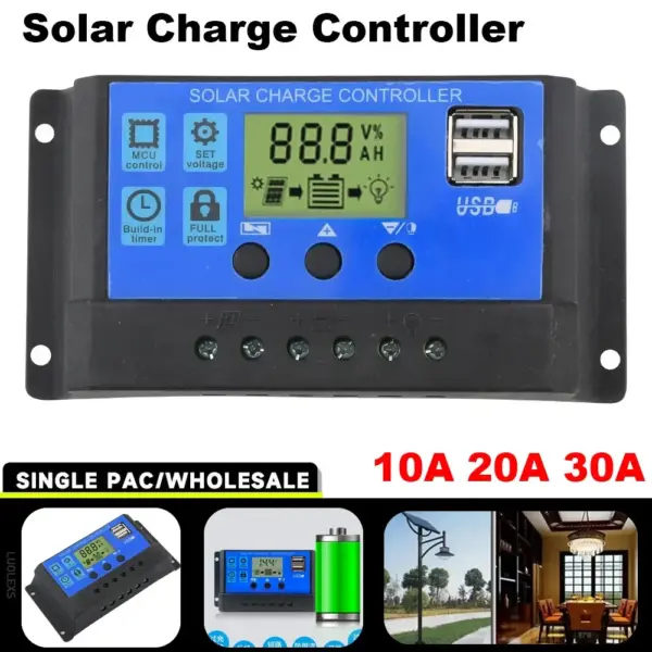 Solar Charge Controller 12V/24V 30A with USB - Image 6