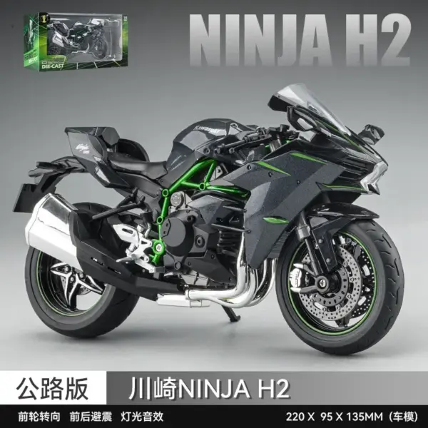 Kawasaki Ninja H2R H2 Motorcycle Diecast Model - Image 6