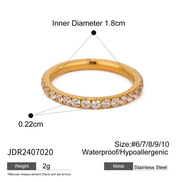 Elegant 18K Gold-Plated Stainless Steel Ring - Image 8