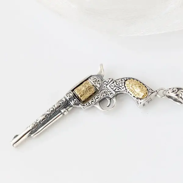 Vintage Revolver 925 Sterling Silver Pendant - Image 4