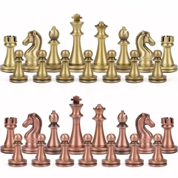 Antique Bronze Chess Set with Wooden Box - Image 5