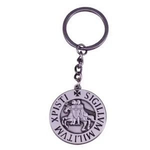 Knights Templar Seal Keychain Silver Plated