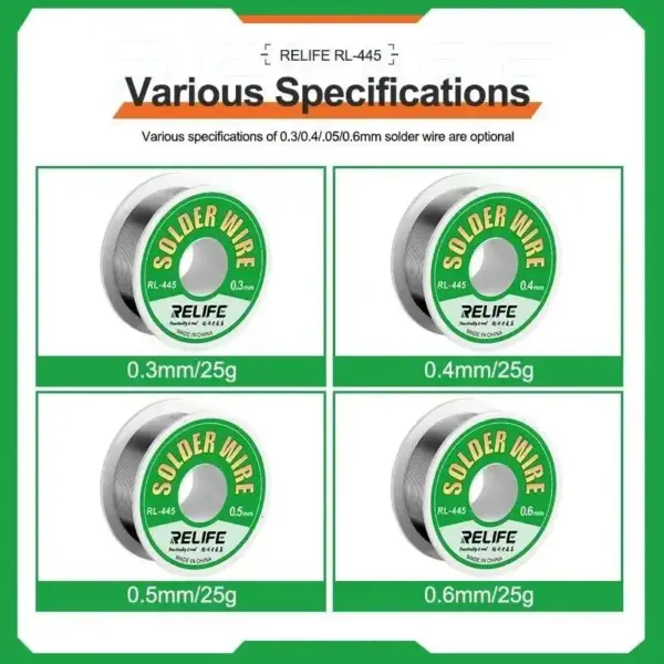 RELIFE RL-445 High Purity Solder Wire 0.3-0.6mm - Image 2