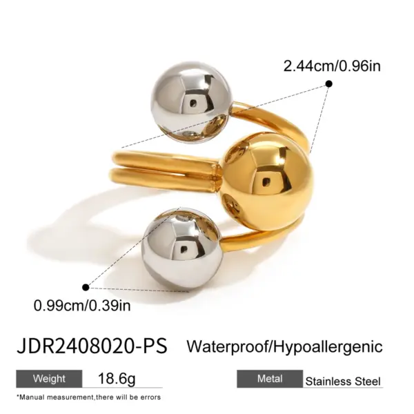 Gold and Silver Geometric Open Ring - Image 8