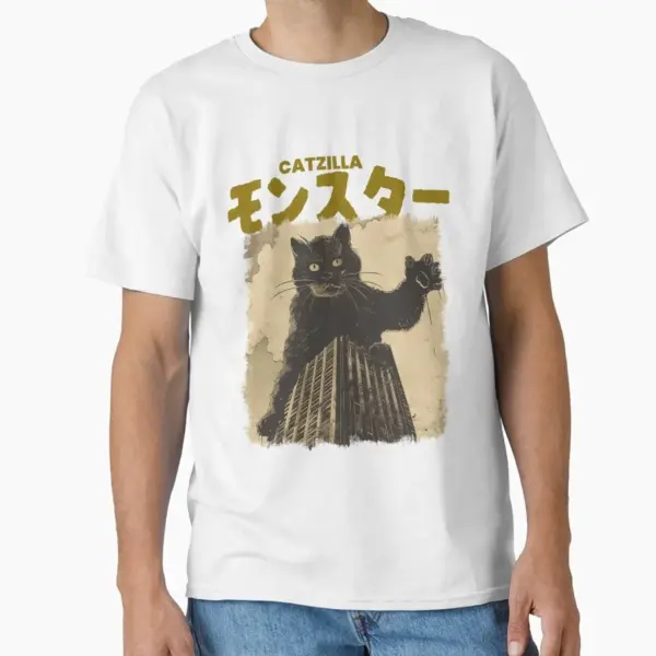 Funny Cat Catzilla Printed T-Shirt for Men - Image 11