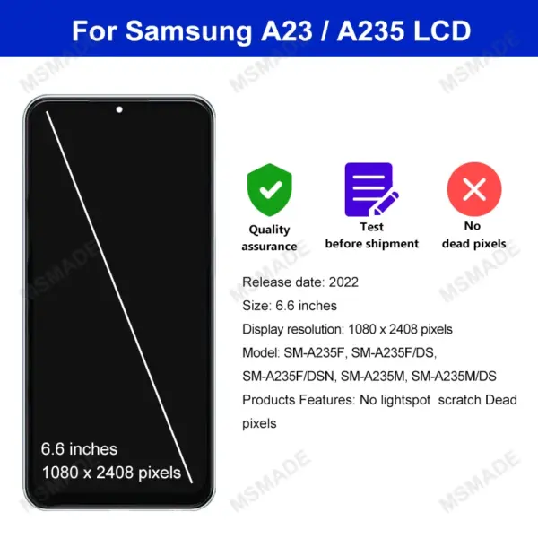 6.6'' LCD Touch Screen for Samsung A23 - Image 2