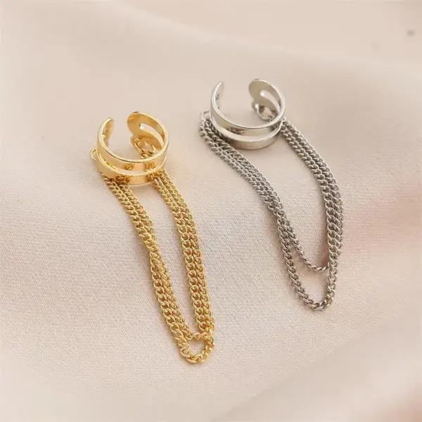 Long Tassel Ear Cuff Earrings Unisex Style - Image 6