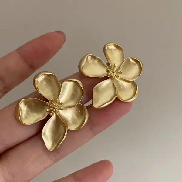 Big Red Flower Stud Earrings for Women - Image 5