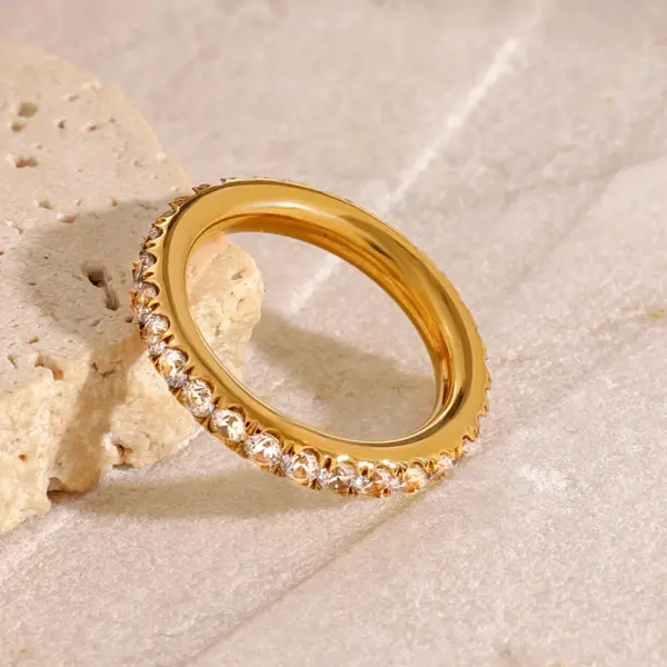Elegant 18K Gold-Plated Stainless Steel Ring - Image 6
