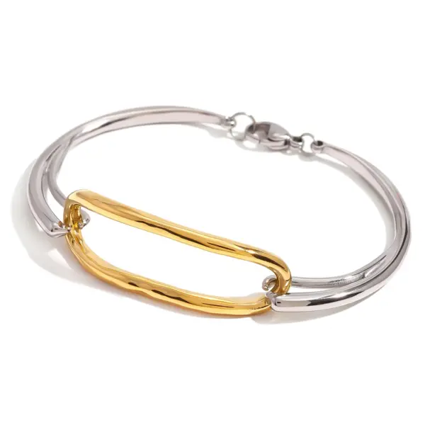 Geometric 18K Gold Stainless Steel Bangle