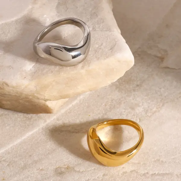 Unisex 18k Gold Stainless Steel Irregular Ring - Image 5