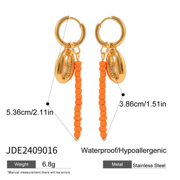 Stainless Steel Flower Heart Drop Dangle Earrings - Image 7