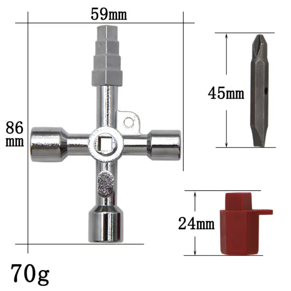 4-in-1 Silver Key Wrench Tool Set - Image 3