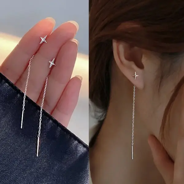 Star and Heart Long Wire Drop Earrings - Image 29
