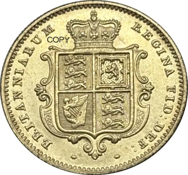 1865 British Victoria Gold Brass Commemorative Coin - Image 2