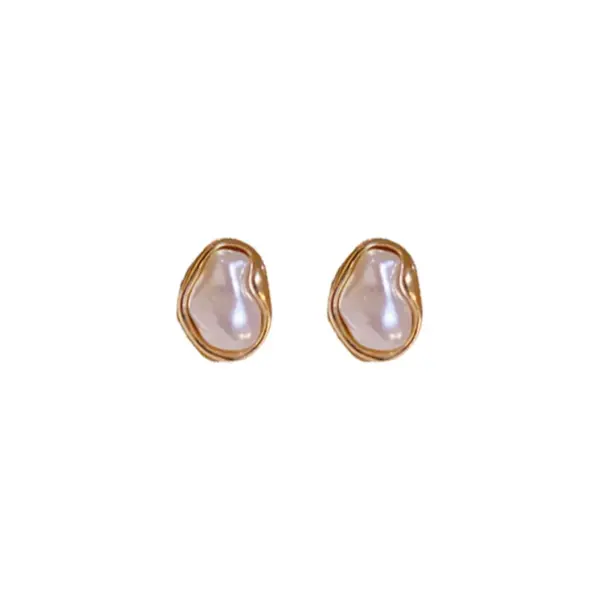 Geometric Pearl Stud Earrings for Elegant Style - Image 6
