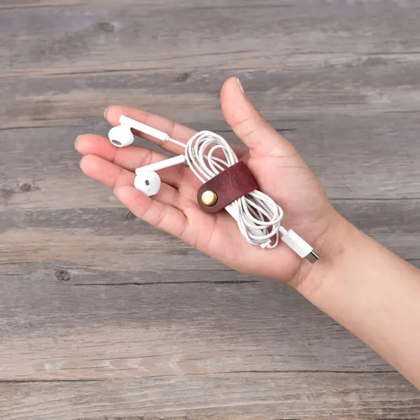Genuine Leather Earphone Cable Winder Organizer - Image 2