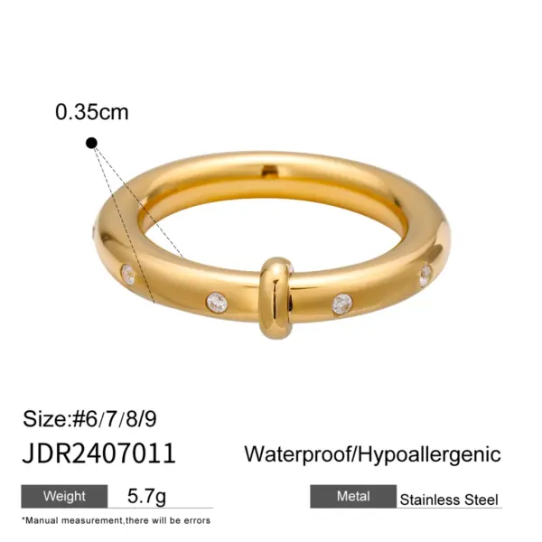 Zircon Ring for Men - 18K Gold Plated - Image 7