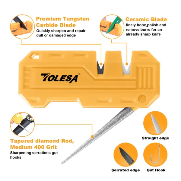 TOLESA 3-in-1 Mini Pocket Knife Sharpener - Image 3