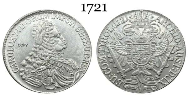 Austrian Empire 1721 Charles VI Thaler Replica - Image 8