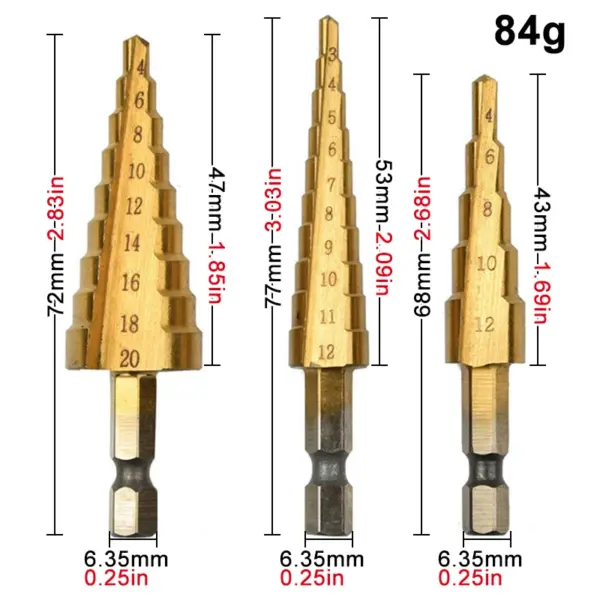 Titanium Plated Step Drill Bit Set 3-32mm - Image 2