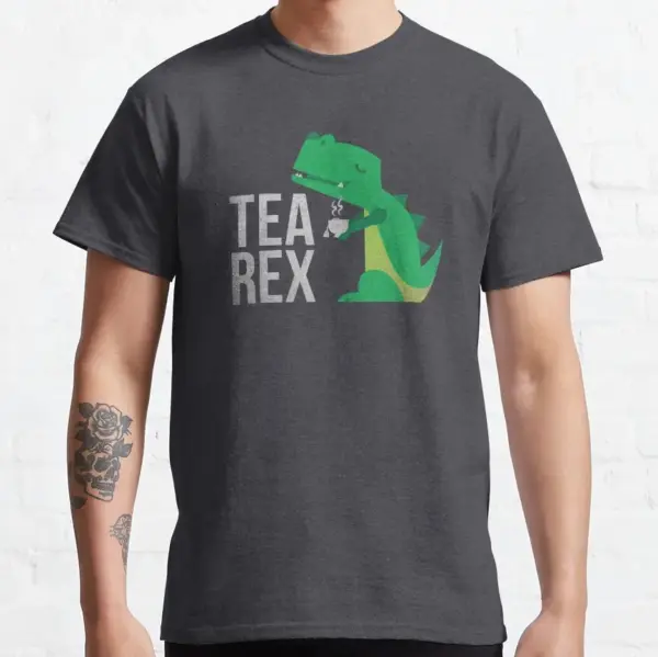 Tea Rex Funny Dinosaur Graphic T-Shirt S-6XL - Image 10