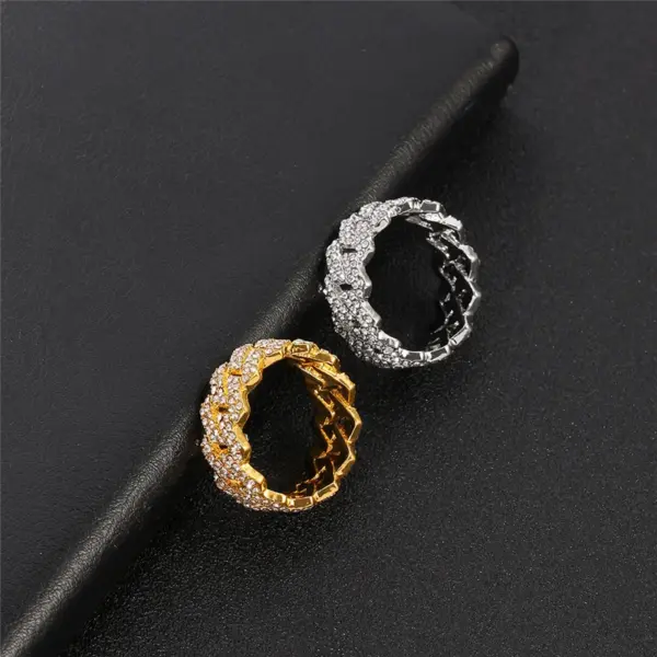 Gold Plated Iced Out Cuban Link Ring - Image 2