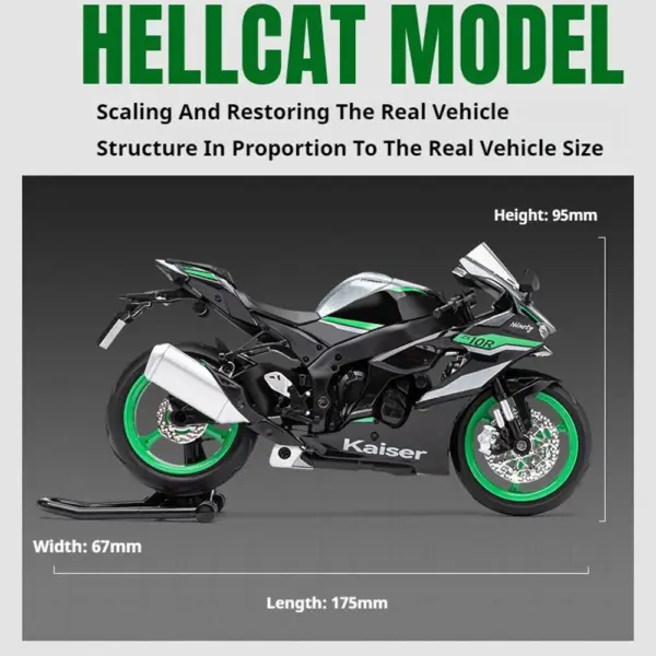 1:12 Ninja ZX-10R Diecast Motorcycle Model - Image 7