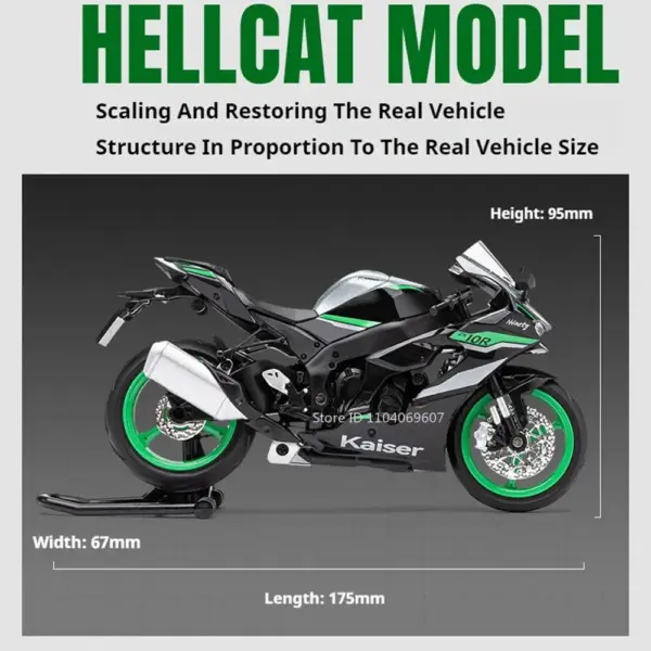1:12 Ninja ZX-10R Diecast Motorcycle Model - Image 6
