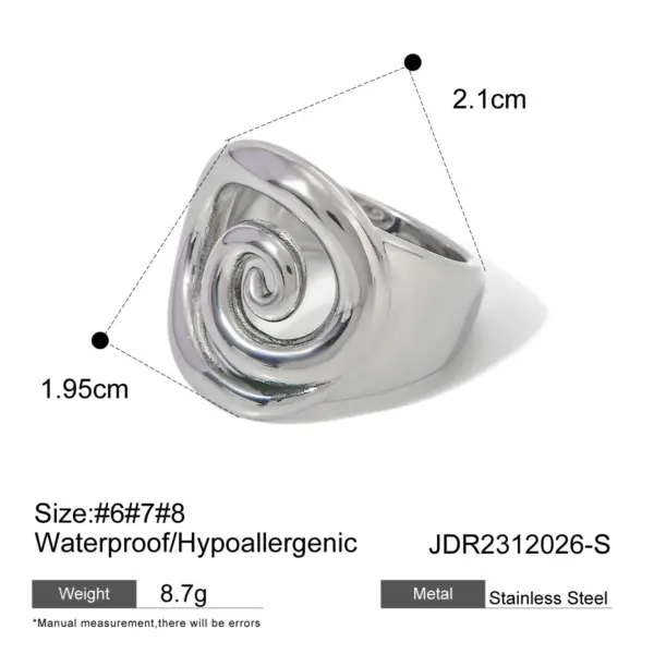 18K Gold Geometric Fashion Ring for Women - Image 8
