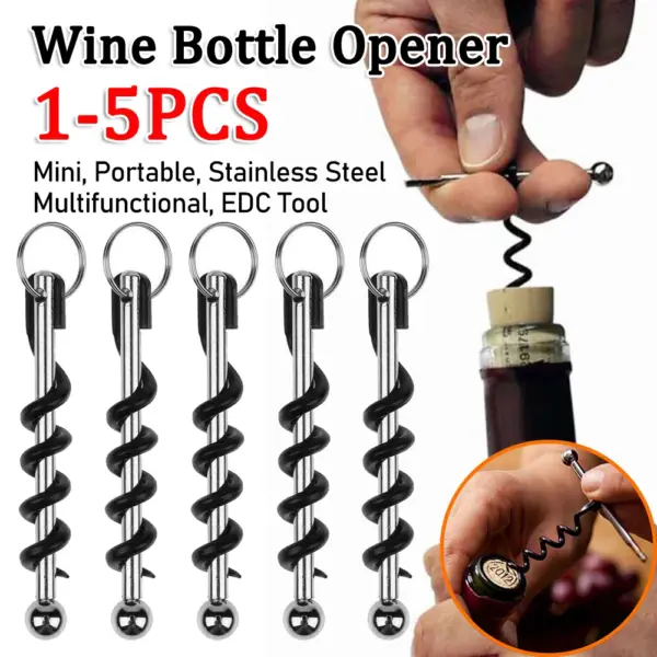 Mini Portable Wine Bottle Opener with Keychain - Image 2