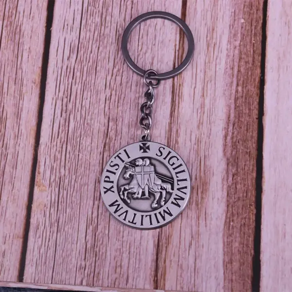 Knights Templar Seal Keychain Silver Plated - Image 3