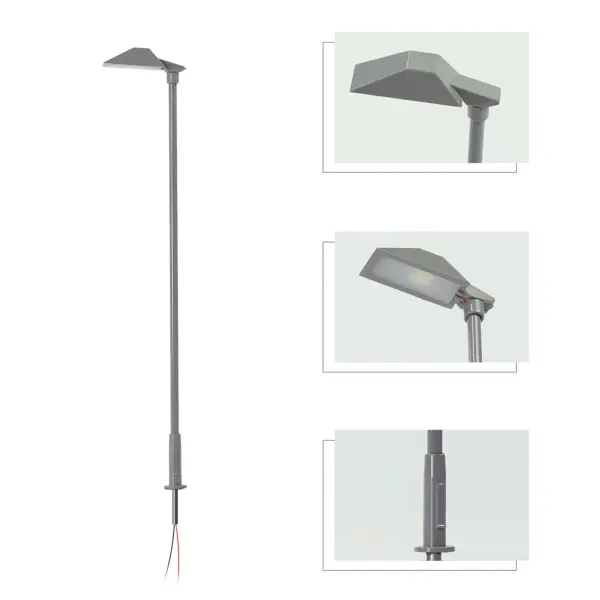 5pcs Metal Gray LED Street Lamps 1:100 Scale - Image 4