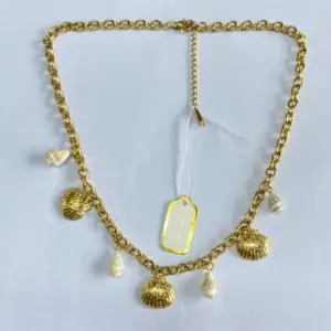 Gold Stainless Steel Shell Pendant Necklace 50 Sd4b31a81471b4776b06b6e23455eb636Q