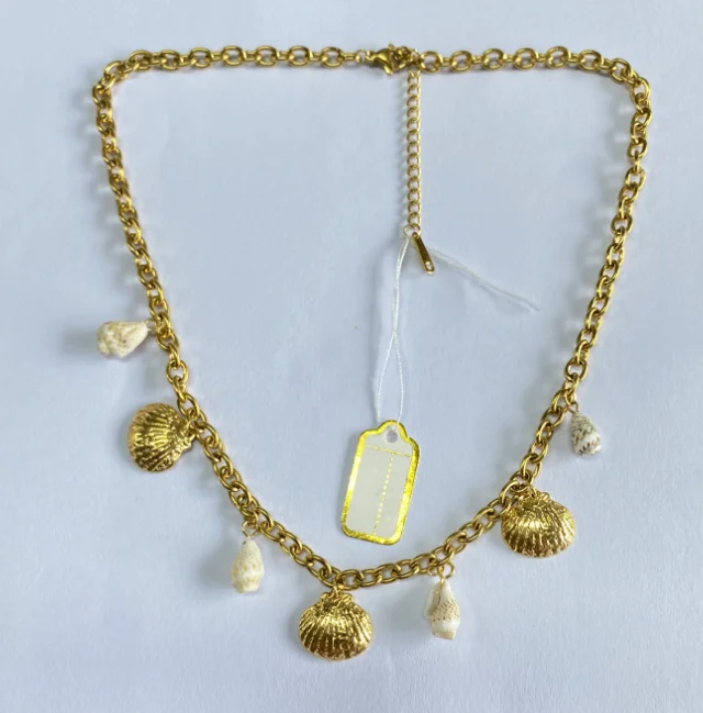 Gold Stainless Steel Shell Pendant Necklace 20 Gold Stainless Steel Shell Pendant Necklace - Image 20