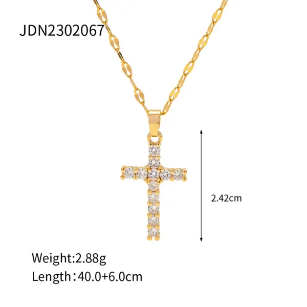 Stainless Steel 18K Gold Plated Cross Necklace - Image 7