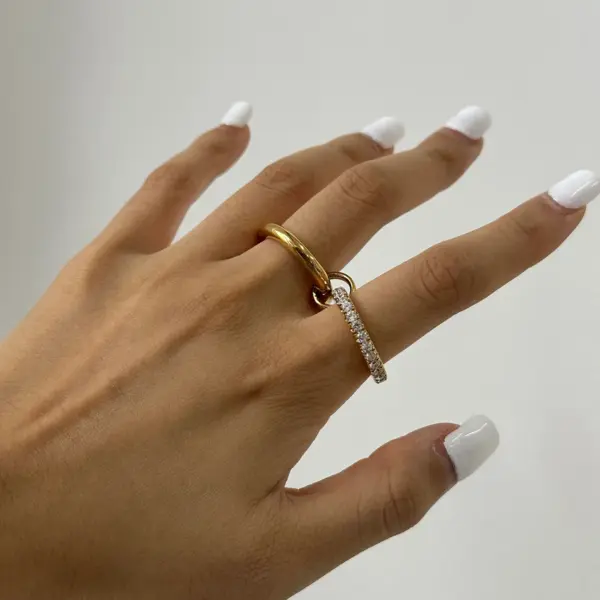 Minimalist Stainless Steel Double Layer Ring - Image 3