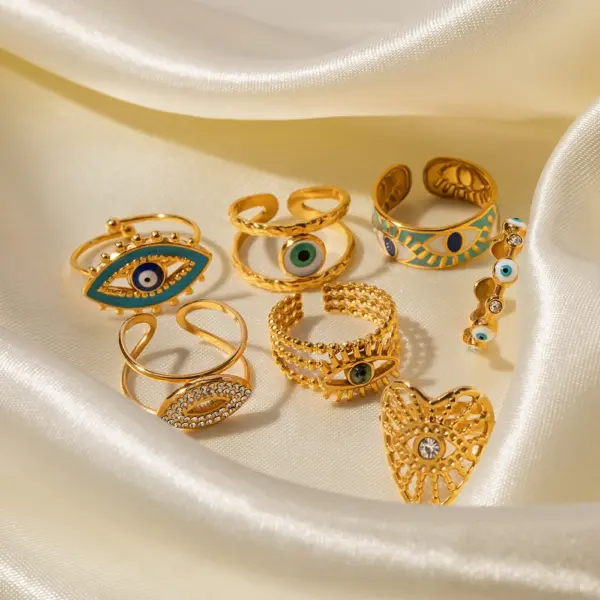 Vintage Evil Eye Stainless Steel Ring for Women - Image 3