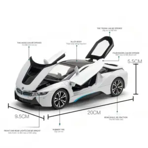 1/22 BMW I8 Sport Car Model with Lights 12 Sd67578e3c12c402187e212f5fce65acac