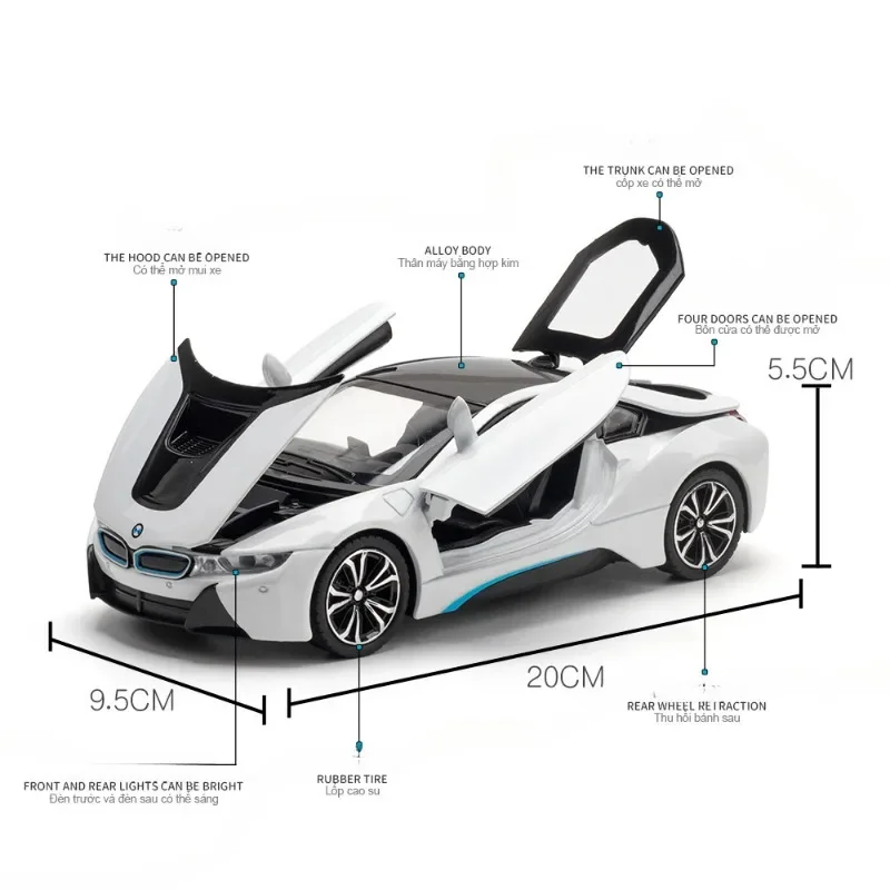 1/22 BMW I8 Sport Car Model with Lights 5 1/22 BMW I8 Sport Car Model with Lights - Image 5