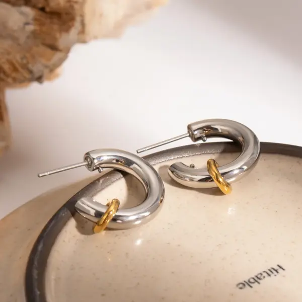 Classic C Shape Small Hoop Earrings for Women - Image 4