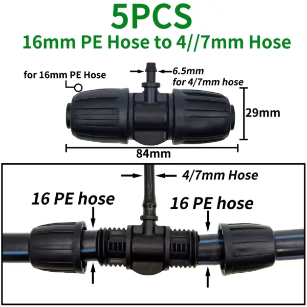 16mm PE Pipe Connector Splitter Tee Coupling - Image 4
