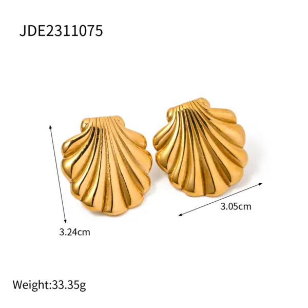 Textured Stainless Steel Stud Earrings for Summer - Image 7