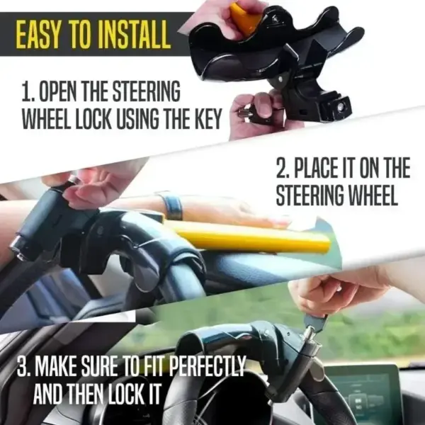 Universal Car Steering Wheel Lock with Keys - Image 4